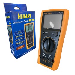 Capacímetro Digital Profissional Display LCD Com Proteção Emborrachada Pontas de Prova Jacaré e Bateria Hikari HCP-200
